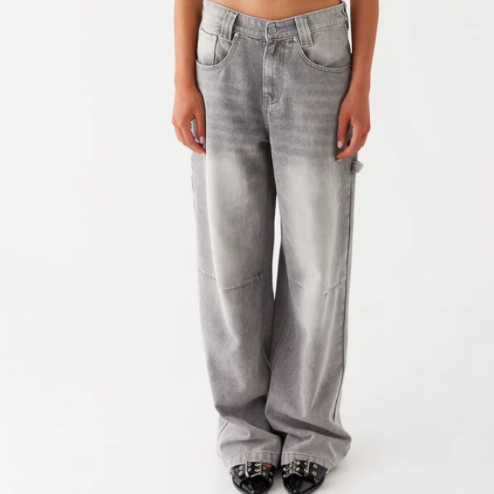 Peppermayo Gray Wash Utility Straight Leg Jeans Size US 4